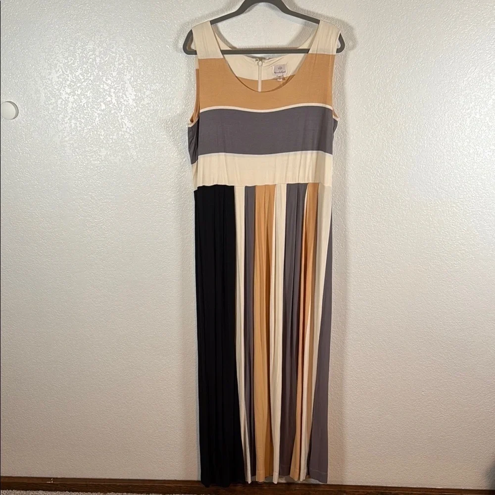 Hot in Hollywood Contrast Stripe Stretch Jersey Maxi Dress Size XL NWT